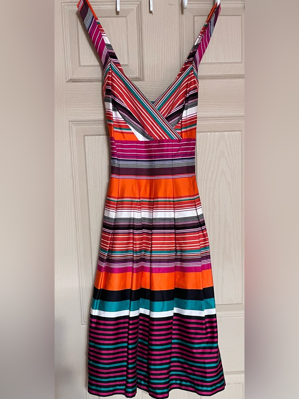 Calvin Klein Multicolor Striped V-Neck Midi Dress